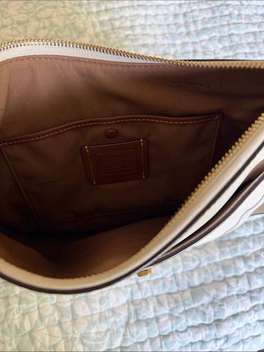 Coach Pebbled Leather Shoulder Bag in cream with Gold Hardware